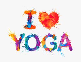 I love yoga. Watercolor splash paint inscription