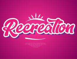 recreation word typography design in pink color suitable for logo, banner or text design